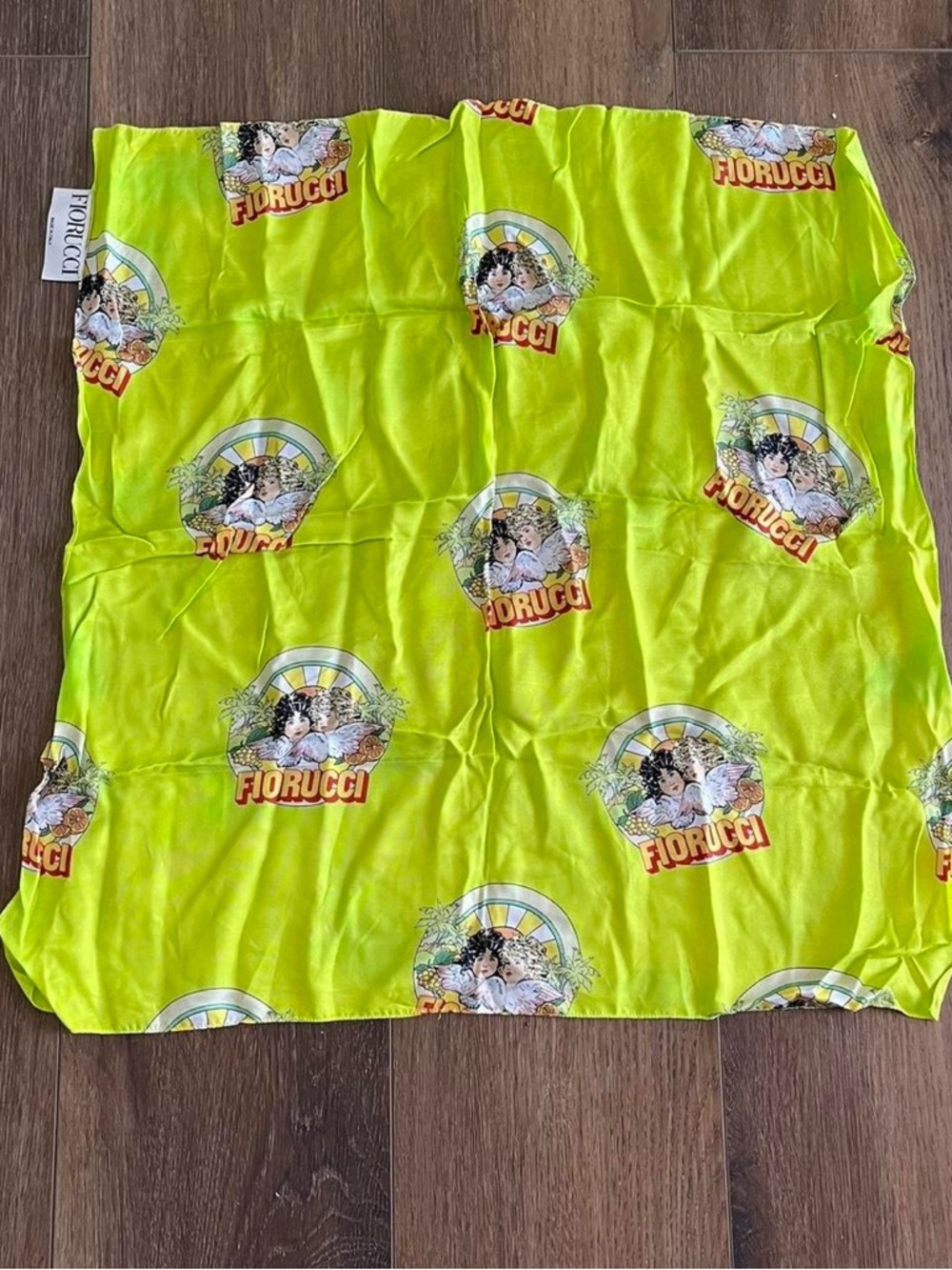 Fiorucci Highlighter Green Silk Foulard Scarf